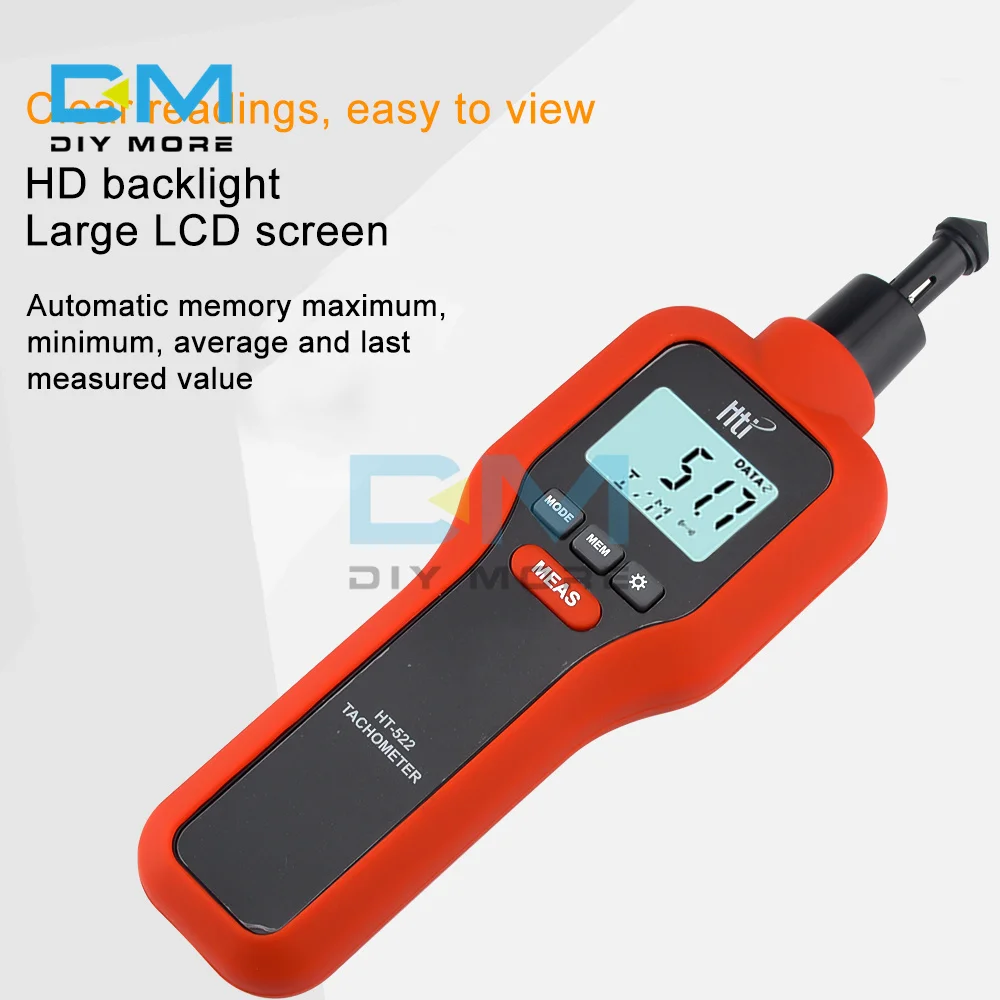 2 In 1 Digital Tachometer Photoelectric / Contact Portable Handheld High Precise Non-Contact Rev Speed Meter Tester Tool HT-522