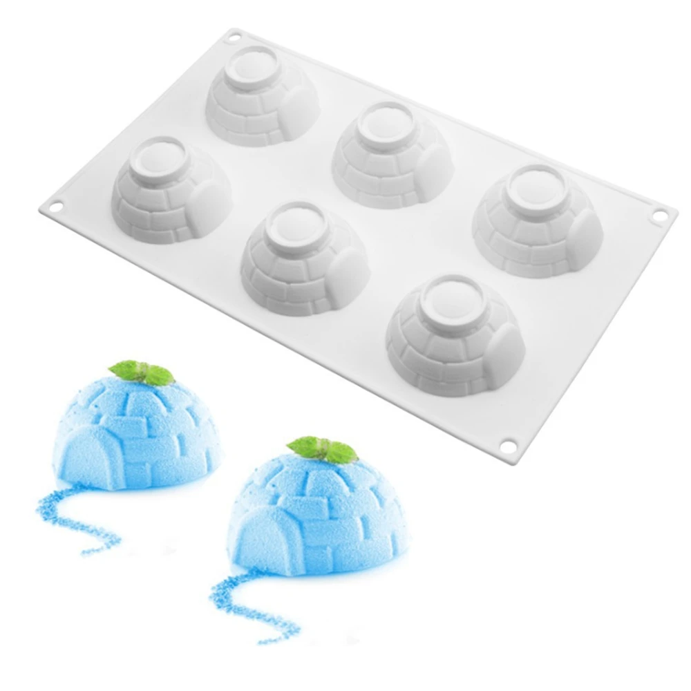 Christmas Cake Mold 4/6 Cavity Silicone Mousse Mold Igloo Mousse Dessert Mould Snowflake Shape Cake Decoration Tool