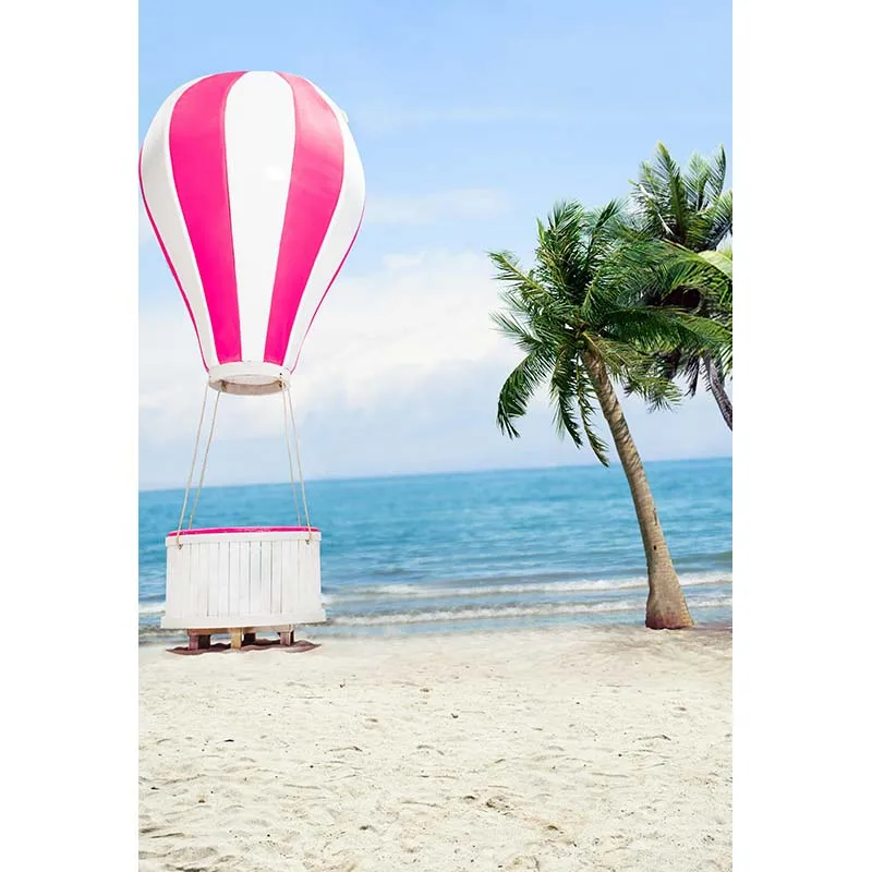 MOCSICKAPhotography Hintergrund Sommer Sandy Strand Blau Himmel Meer Hintergrund Heißluft Ballon Hintergründe CM-5848