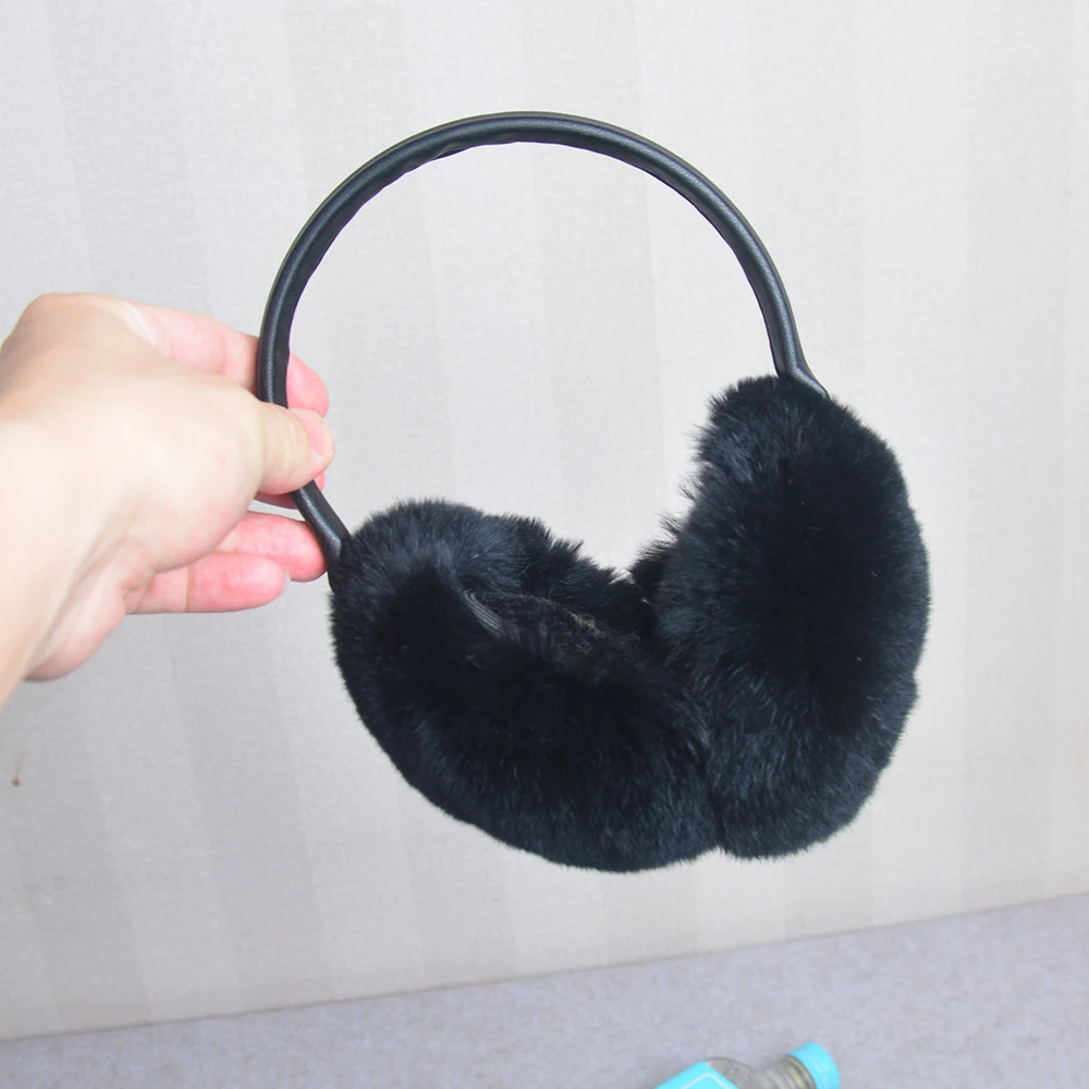 Natural 100% Rex Rabbit Fur Earmuffs Women Fashion Men Warm Russia Winter Real Fur Earmuffs Children Ear Cover For Earlap Girl