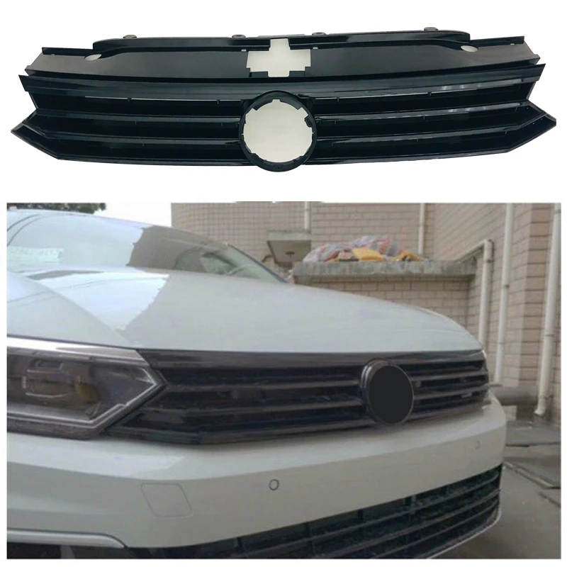 Front Bumper Upper Grille Racing Grill ABS Black For 2016 2017 2018 VW Volkswagen Passat B8 Sedan/Alltrack/Variant Auto Parts