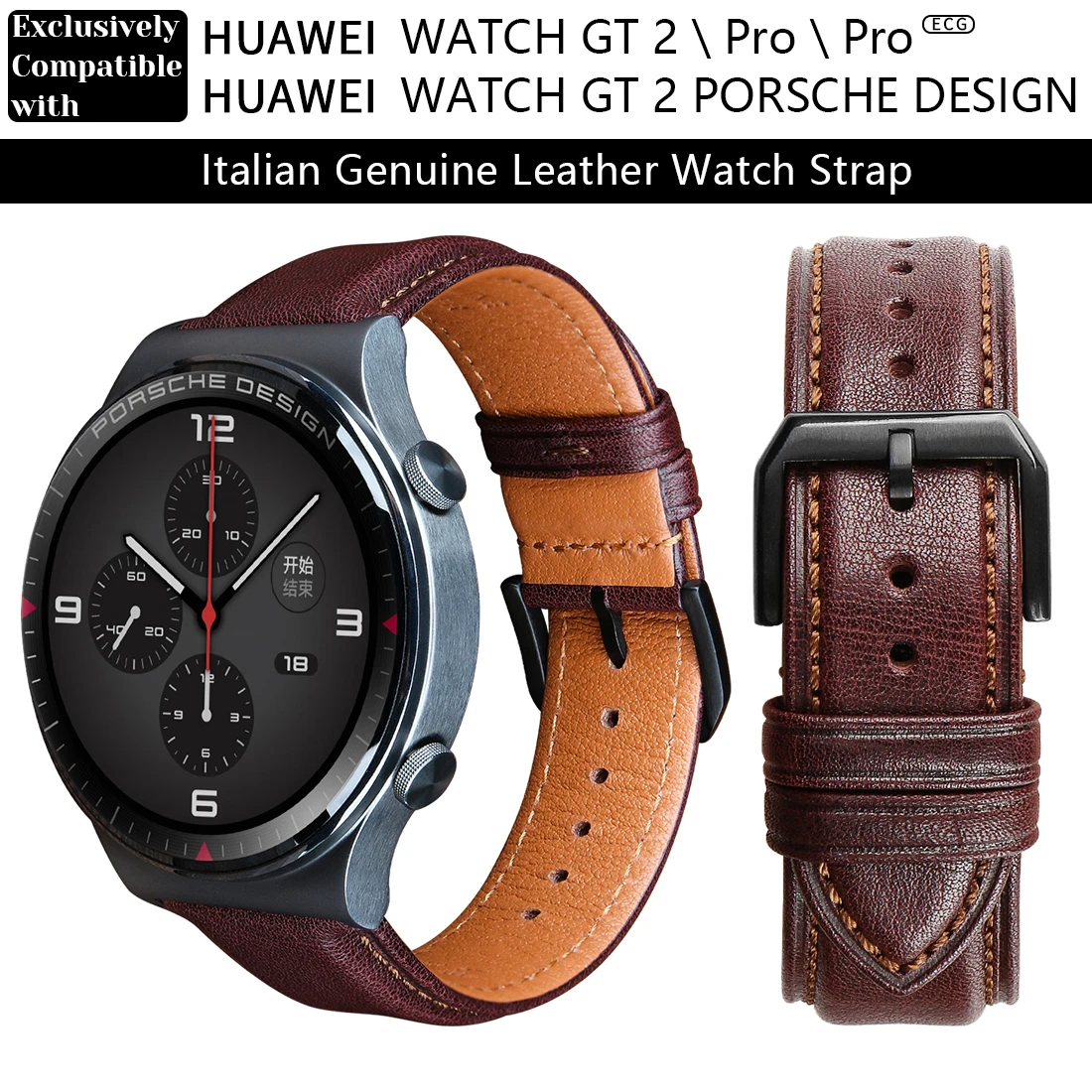 MAIKES Quick Release Watch Band 20 22mm Genuine Leather Strap for Huawei GT 2 GT2 Pro 46mm 42 Mens Female Watch Strap Belt