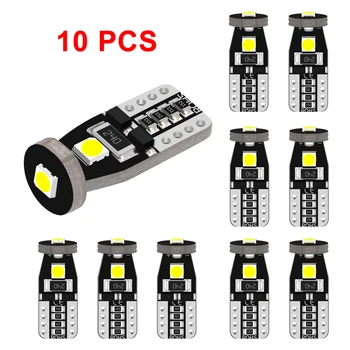 10 個 T10 Led 自動 12V Canbus W5W LED 電球 168 194 6000K ホワイト信号ランプドーム読書ナンバープレートライト車内ライト