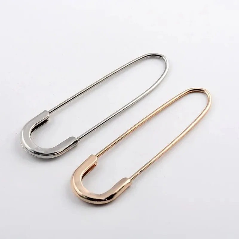 2 Pieces Stainless Steel Safty Pins Gold Silver Men's Suit Decor Brooch Elegant Apparel Accessories Shawl Dress Buckle Pin Metal