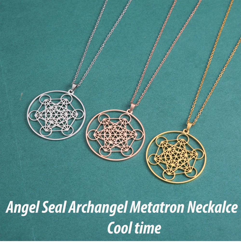COOLTIME Angel Seal Erzengel Metatron Halsketten Damen Herren The Secrets of the Kabbalists Garden Solomon Edelstahlschmuck – Detail 1