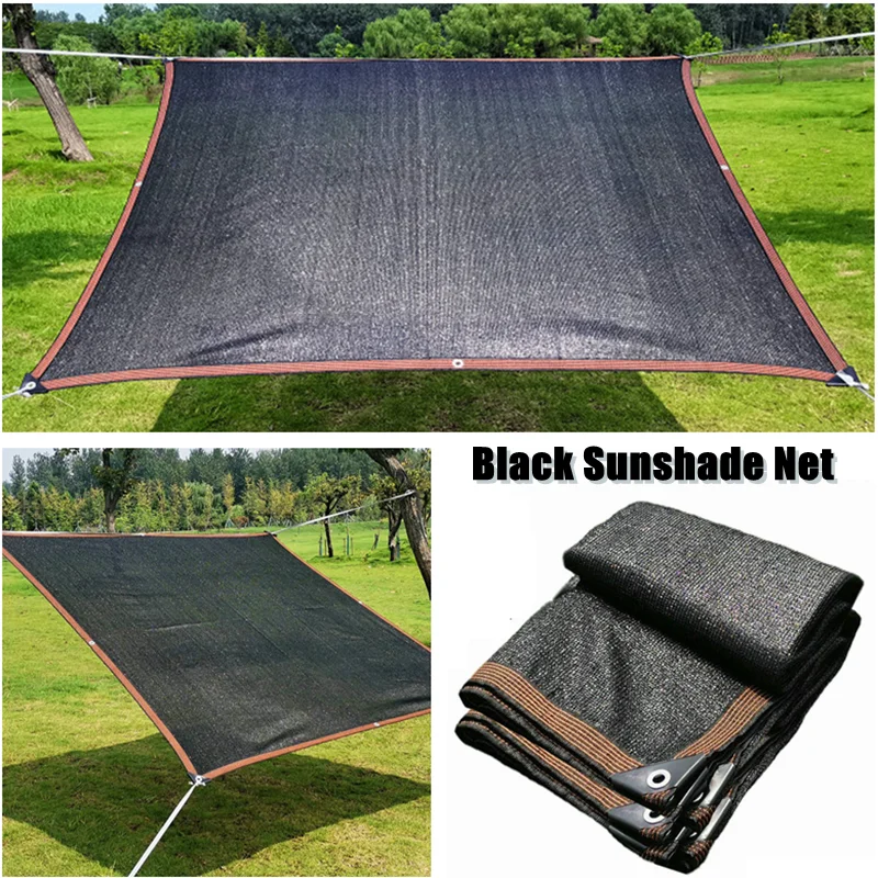 12Pin Black Anti-UV Sunshade Net Greenhouse Gazebos Screen Mesh Succulent Plants Cover Sun Shade Net Camping Tent Outdoor Awning