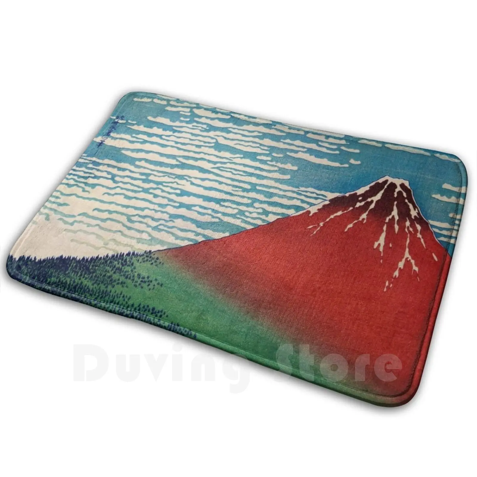 

Mount Fuji Old Illustration By Katsushika Hokusai , Japanese Fine Art. Soft Non-Slip Mat Rug 771 Carpet Cushion Ukiyo E