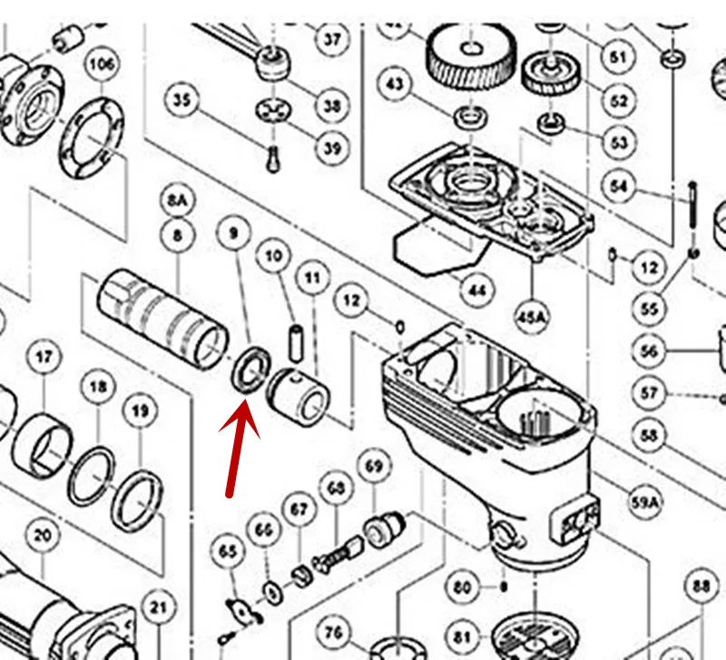 2 Stück L-RING-Kolbenring, Ersatz für HITACHI PH-65A H65SC 944927