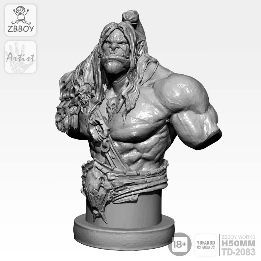 

50mm Resin Kits High-precision orc half body resin model self-assembled TD-2083