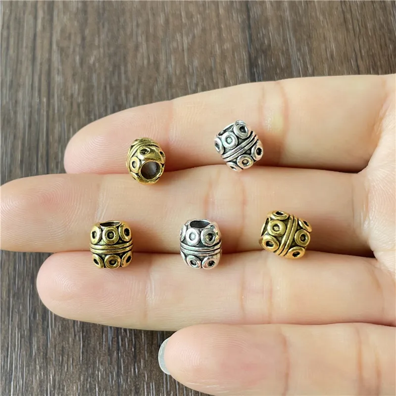 

JunKang Zinc Alloy Amulet Retro Style Pitting Spacer DIY Perforated Beaded Bracelet Necklace Jewelry Connector Making Supplies