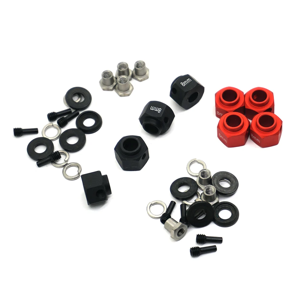 AXSPEED-adaptador hexagonal de rueda de 4 piezas, 6/8/9/10/11/12mm de espesor, con para TRX-4 TRX4 1/10 RC Crawler Car, piezas de actualización