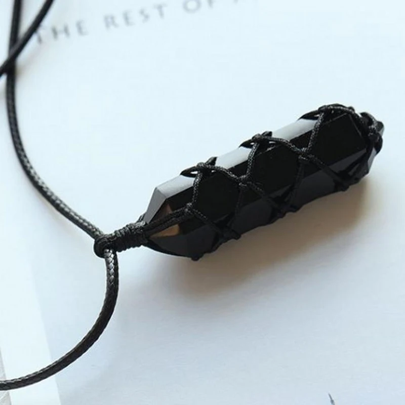 Wholesale Black Obsidian Natural Stone Pendants Pendulum Pendant Necklace Safe Lucky For Women Men Couple Style Fashion Jewelry