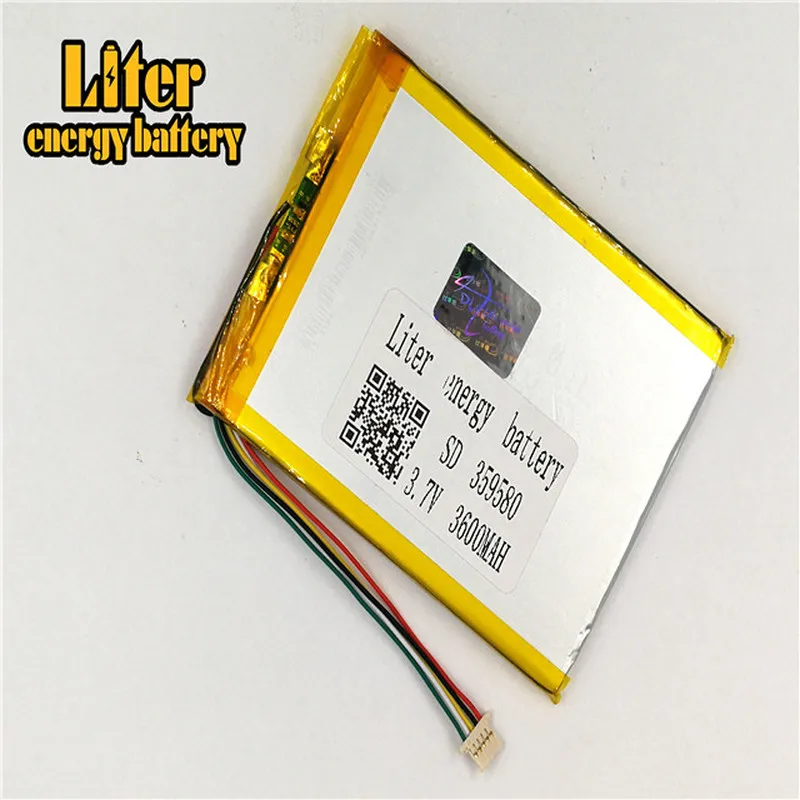 1.0 MILÍMETROS conector 5pin 359580 alta qualidade Recarregável LiPo 3.7v 3600mAh bateria de polímero de íons de lítio Tablet PC
