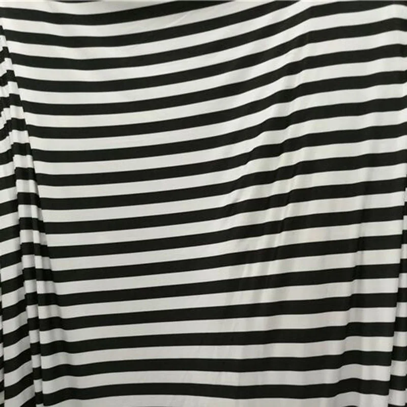 Good 4 Way Elastic Cotton/Spandex Knitted Dance Dress Red/Black Big Stripe Print Fabric DIY Sewing Dress/T-Shirt/Clothing