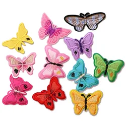 2 Pcs Colorful butterfly icon Embroidered Iron on Patches for Clothing DIY Stripes Clothes Patchwork Stickers  Custom Badges