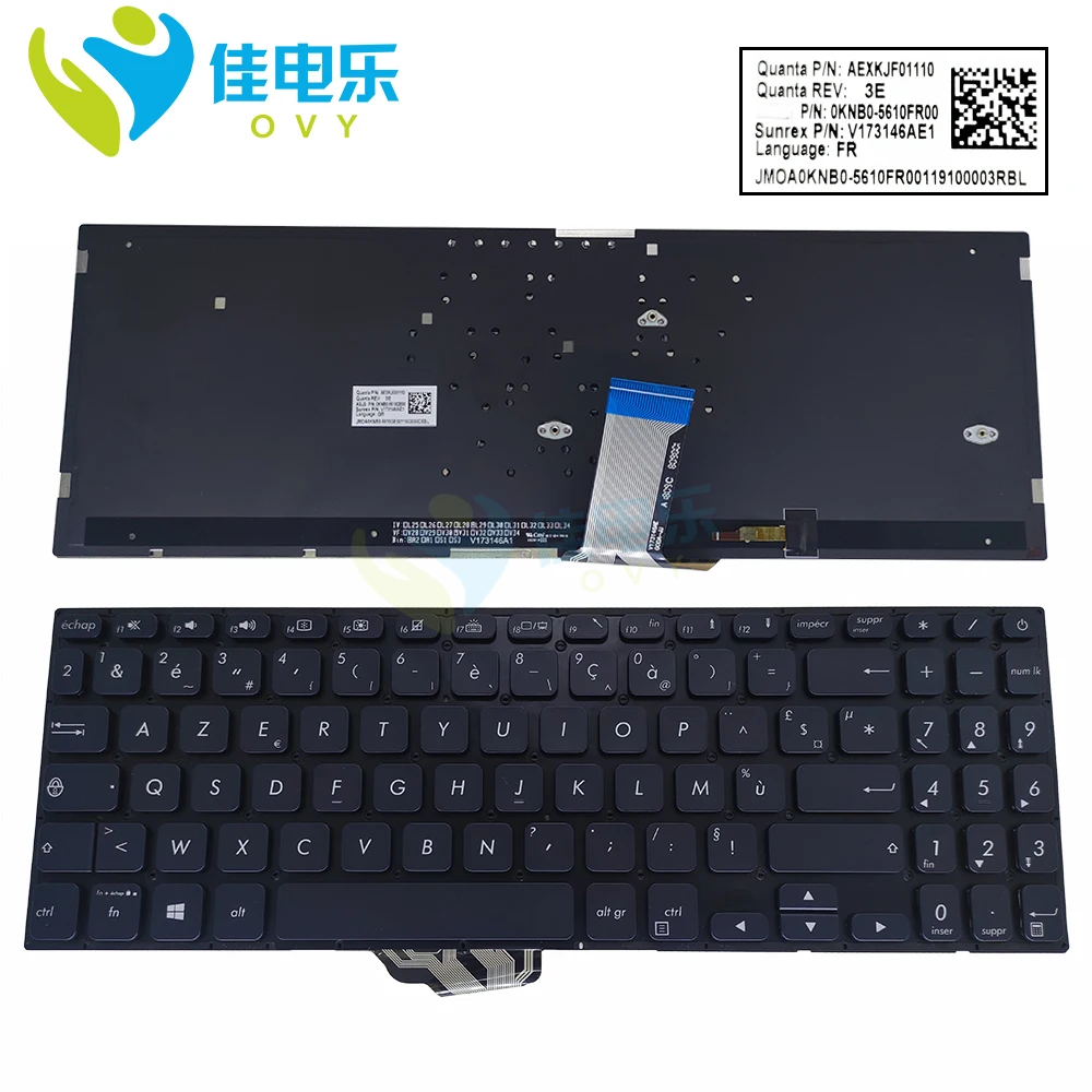 Azerty French Backlight Keyboard For ASUS Sivobook S530 S530UN S530F S530UF K530 Replacement Keyboards Backlit 0KNB0-5610FR00