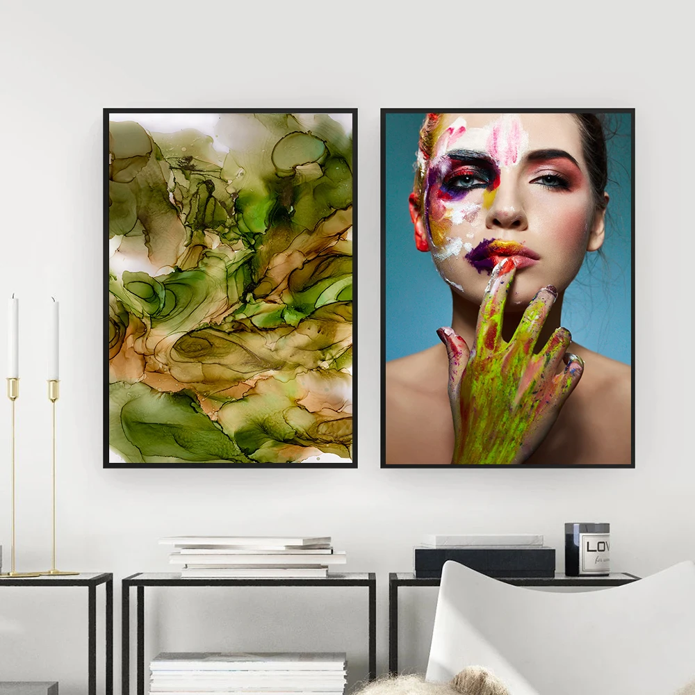 Abstract Colorful Neon Woman Art Poster Canvas Painting Nordic Sofa Simple Bedroom Bedside Painting Graffiti Creative Picture