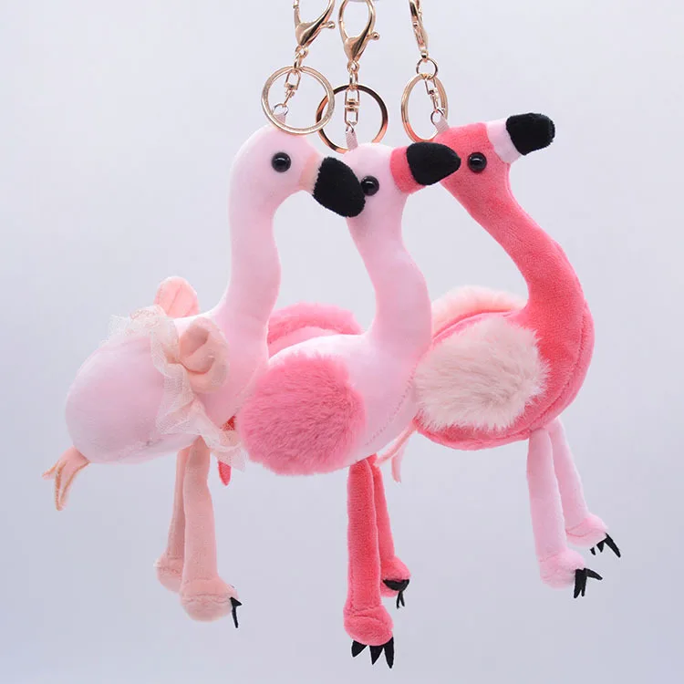 

3set 10cm plush Flamingo cute pink soft Keychain Bag decoration good quality christmas Romantic gift for kid lover friend