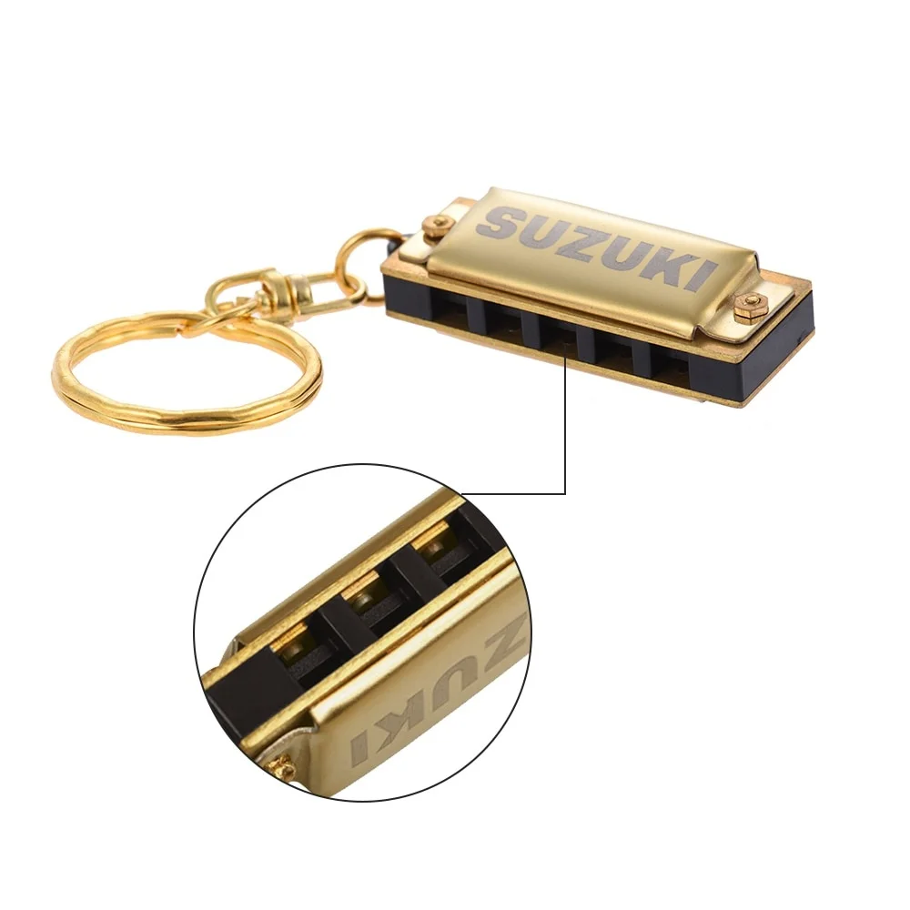 Suzuki Keyrings Harmonica Keychain Mini 5 Holes 10 Tone Keychains Woodwind Instruments