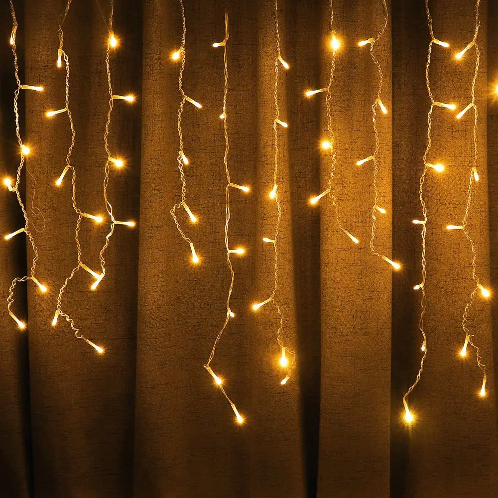 4M-12M LED-Eiszapfen-Lichterkette, Lichtvorhang, Weihnachtsbeleuchtung, Girlande für Garten, Party, Zuhause, Straße, 2026 Neujahrsdekoration, Lampen – Detail 4