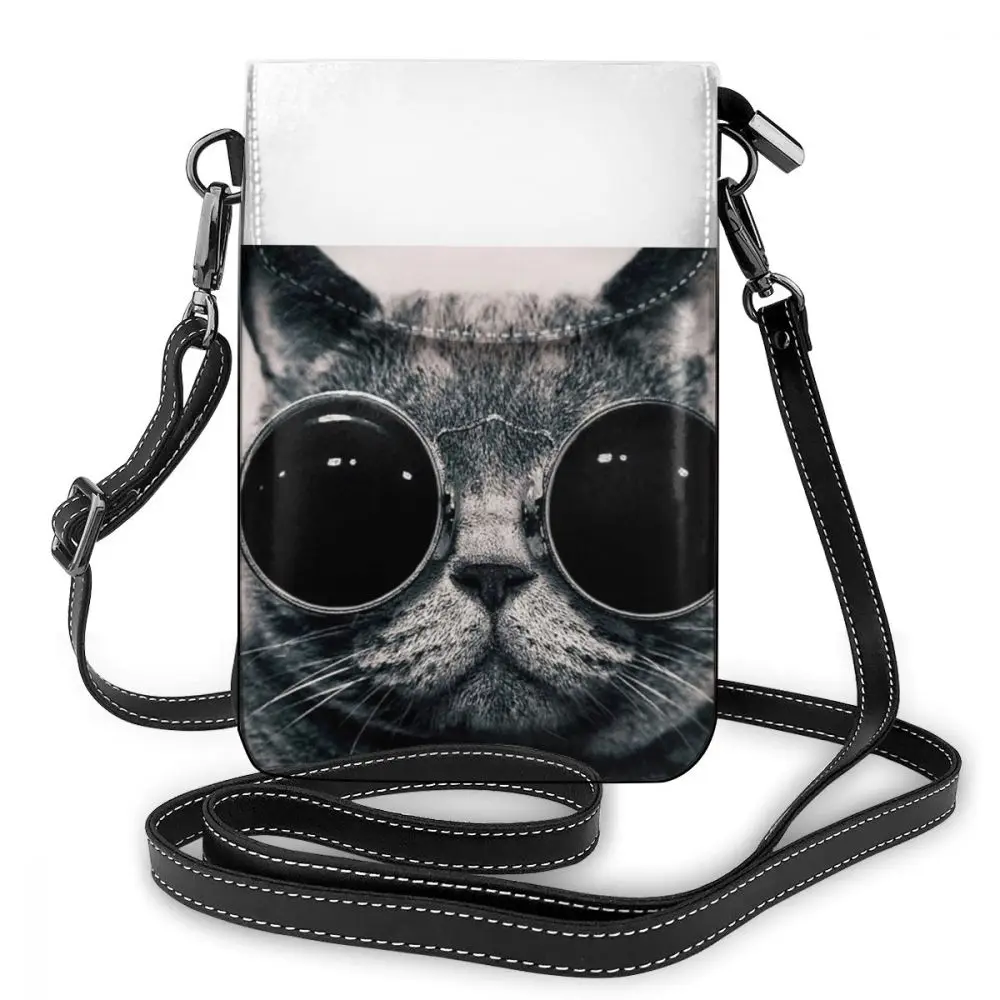 Bolso de hombro de cuero con diseño de gato para mujer, cartera pequeña de alta calidad, a la moda