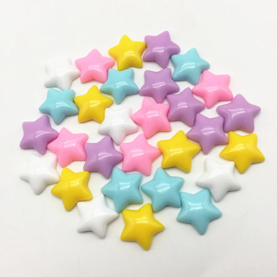 20pcs 16mm Resin 3D Chunky Star Flatbacks Cabochons Embellishments Scrapbooking Crafts DIY Cardmaking Pastels Christmas Multi