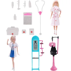 Clothes For Barbiees Doctors Uniform&STETHOSCOPE&Vision Tester Other Medical Equipment Model Doll Accessories Girl Toy Gift