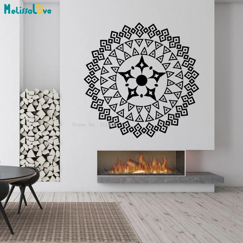 Special Eight-character New Style Scandinavian Mandala Flower Wall Stickers Removable Yoga Studio Decor Vinyl Decals YT6510