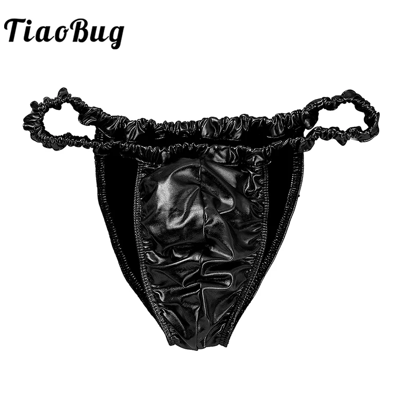 Hot Sexy Men\'s Panties Hommes Glossy Spandex & Latex Rubber Underpants Bikini Briefs Tanga Male Jockstrap Lingerie Gay Underwear