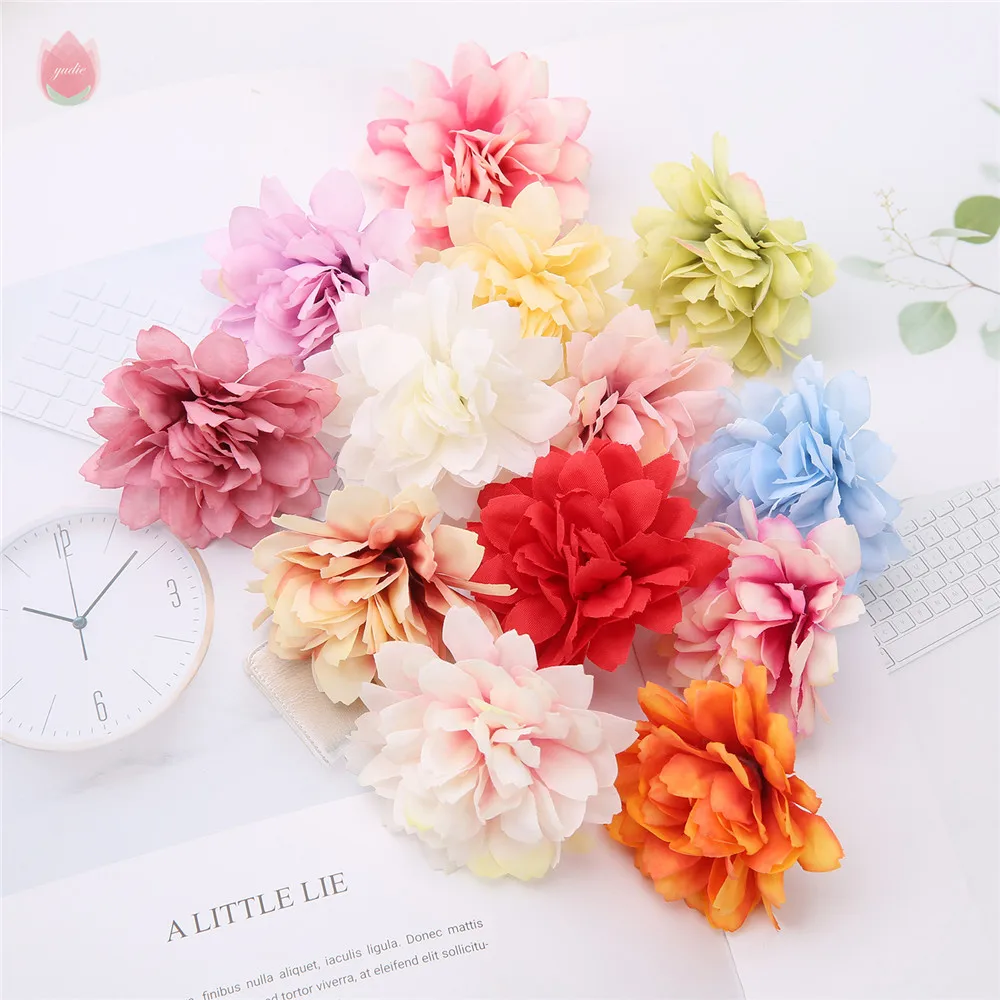 Têtes de nénuphar artificielles 6Cm, 10 pièces, fausses fleurs, pour décoration de jardin de maison, de mariage, pour couronne de boîte cadeau artisanale