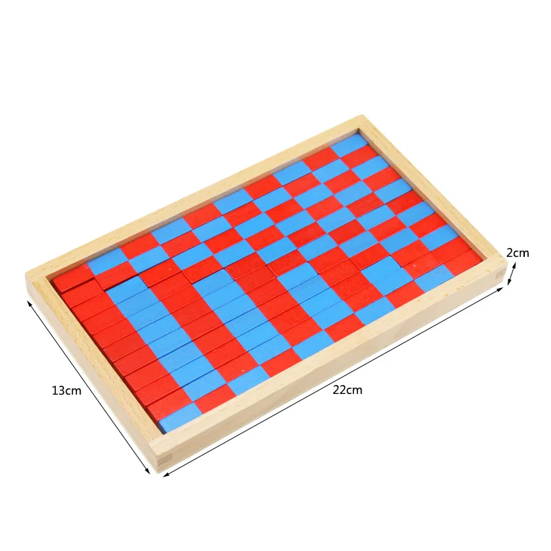 Juguete de matemáticas Montessori de tamaño pequeño, varillas azules y rojas, caja de varillas Rojas, Digital 1-10 con caja de madera, juguetes para niños, Aprendizaje Temprano