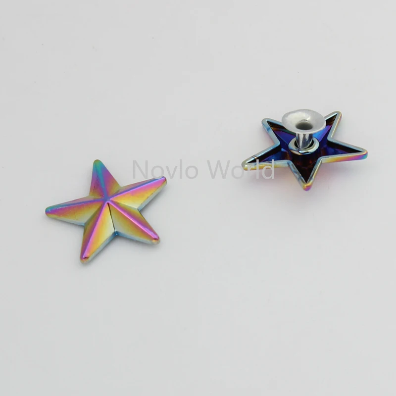 Nolvo World 20-100pcs 6 size 8-10-12-15-20-28mm rainbow cute beautiful five stars pentastar rivet pentagram studs