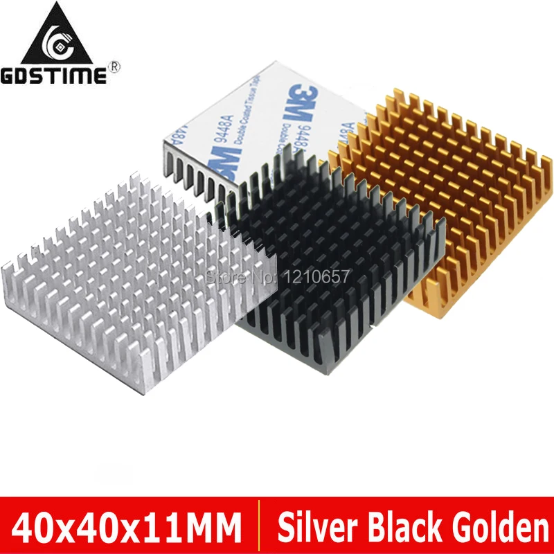 10Pieces 40 x 40 x 11mm 10mm 40mm Heat sink Aluminum Heatsink Cooling Cooler Extruded Radiztor w/ Tape For Led Light Transistor