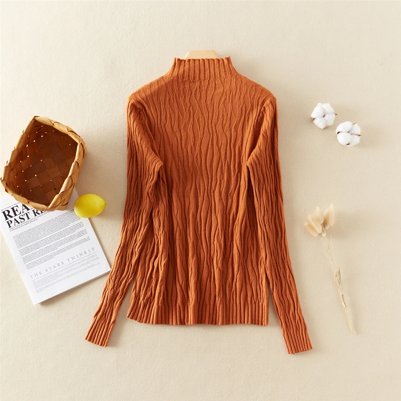 Marwin New-Coming Spring Autumn Tops Solid Slim Turtleneck Pullovers Female Thick Soft Knitted High Street  Women Sweater