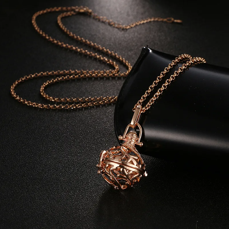 Mexico Style Music Ball Caller 4 Colors Pendant Vintage Pregnancy Aroma Necklace Essential Oil Diffuser Lockets Copper Jewelry