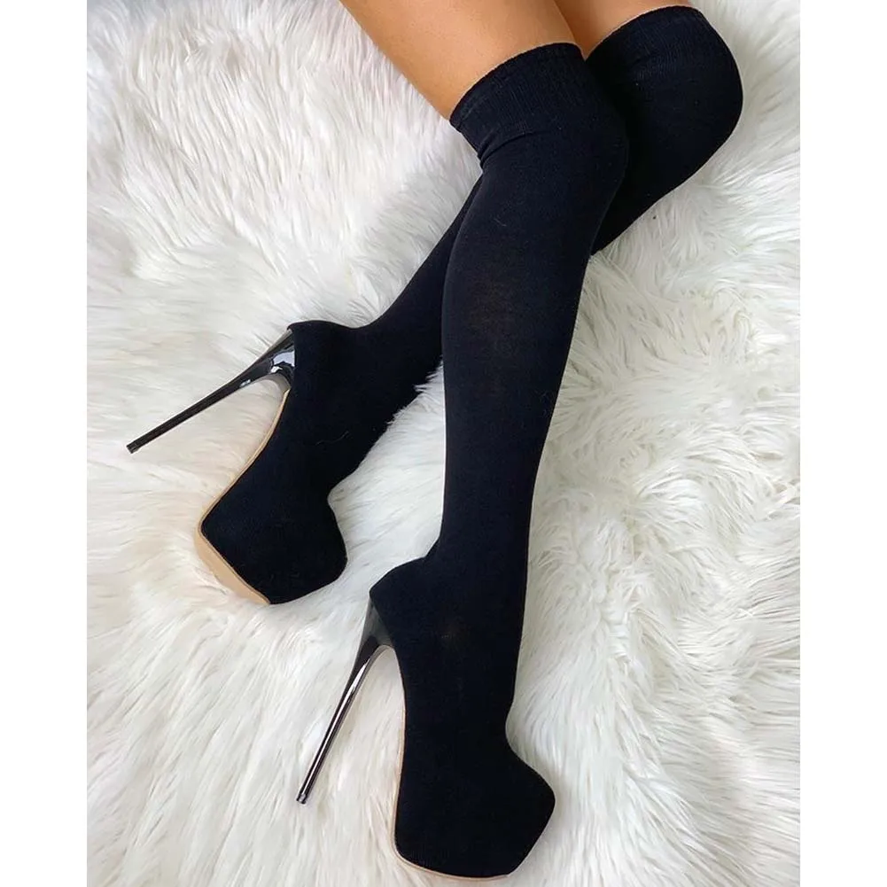 DoraTasia Brand New Ladies High Platform Boots Fashion Thin High Heels Thigh High Boots Women Slim Sexy Party Shoes Woman