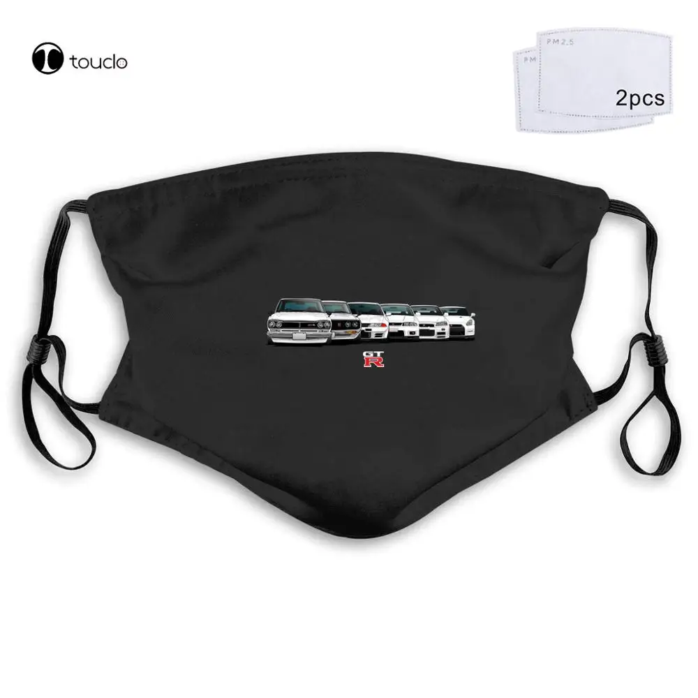 Hot Sale Classic Japanese car fans GTR Timeline JDM r34 r35 r33 r32 High Quality Face Mask Filter Pocket Cloth Reusable Washable