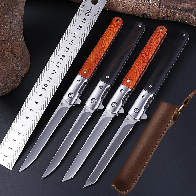 NEW M390 Steel Fold Knife Dalbergia Ebony Handle CS Go Portable Pocket Solid Wood Folding Knife Camping Knife Outdoor Tool