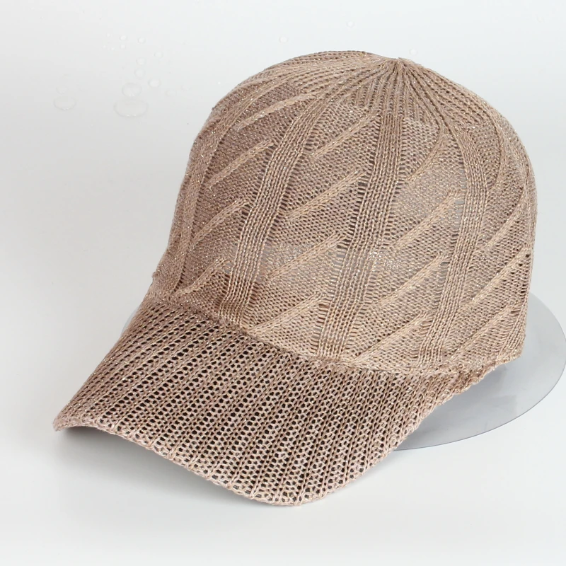 Hot Classic Design Solid Color Weaved with Pattern Crochet Style Outdoor Proof sports baseball Cap For Ladies