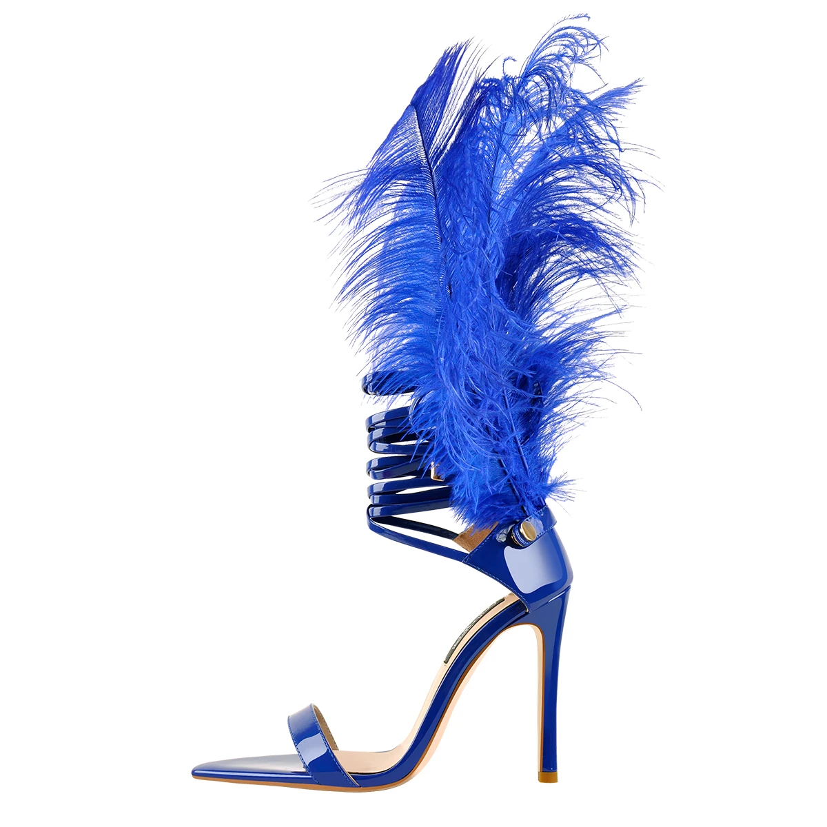 Woman Summer Sandals Performance Black Detachable Feather High Heels Stilettos Ladies Shoes Party Dress Prom Big Size Sandals