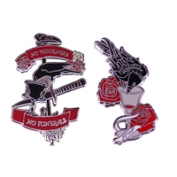 Six of Crows Enamel Pin NO MOURNERS NO FUNERALS Red Rose Crow drink Wine NMNF Raven Brooch literature bookworm gift