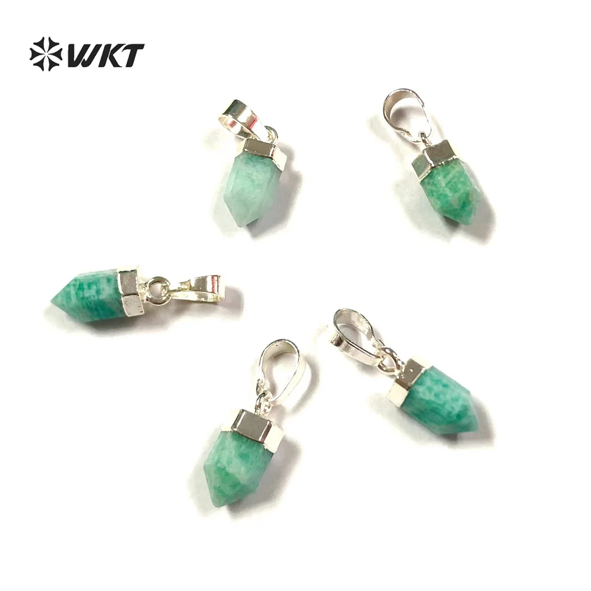 WT-P1751 Fashion Elegant Cute Hexagonal Column Natural Amazonite Pendants Jewelry Accessories DIY for Necklace Women & Gift