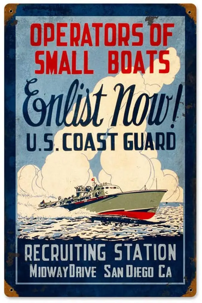 

Losea Coast Guard Enlist Metal Tin Sign with Rustic Retro Decorative Sings for Cafe Home 8 x 12 Inches