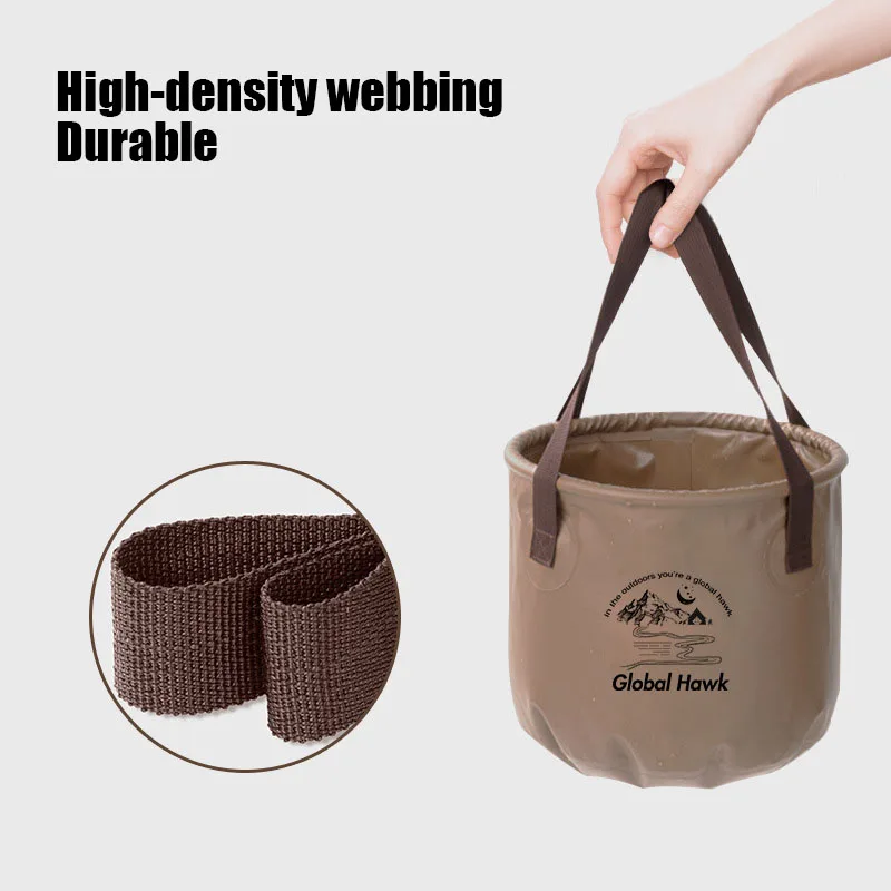 20L Camping Folding Bucket Portable Travel Foot Soaking Bag Travel Washbasin Picnic Water Storage Bucket with Nylon Rope Webbing