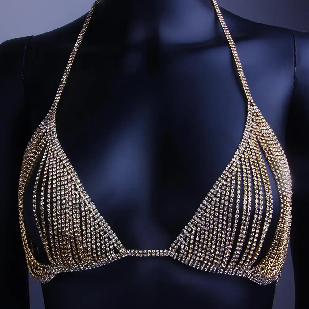 Stonefans Newest Sexy Hollow Rhinestone Body Chain Bra Accessories Necklace for Women Crystal Thong Underwear Body Jewelry Gift