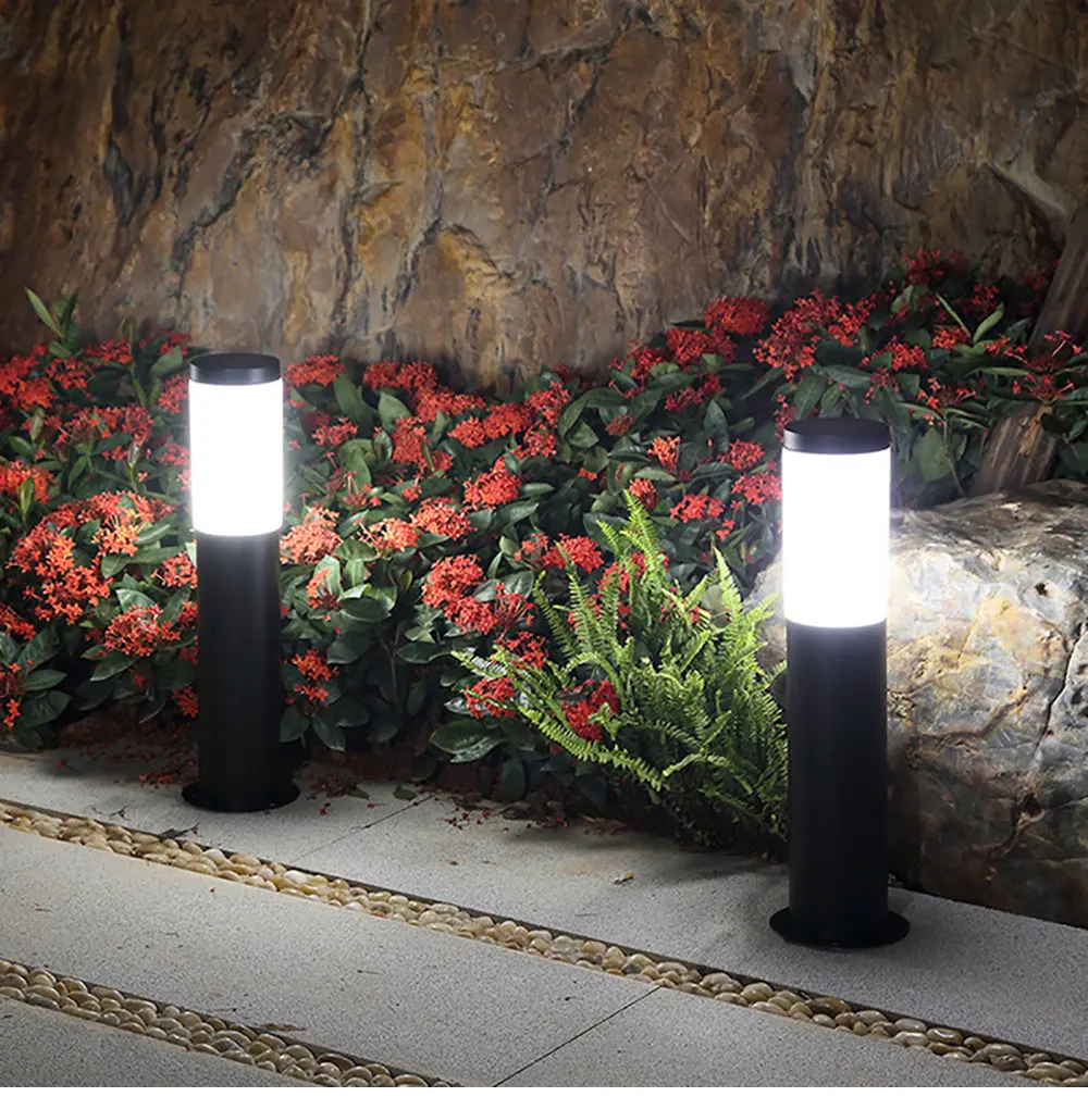 Outdoor Wateproof Black Stainless Steel Led Lawn Lamp Bollard Light Pathway Lighting Garden Lamp Grassplot Landscape Lawn Light