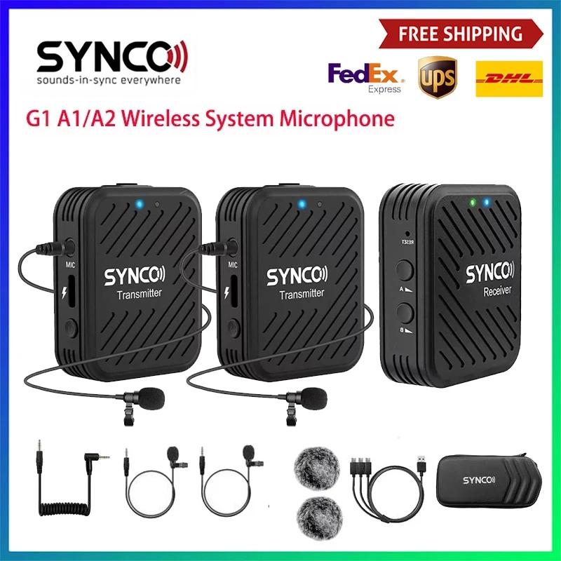 SYNCO G1 G1A1 G1A2 Digital Wireless Lavalier Microphone System Interview Lapel Mic Receiver Kit for Smartphone Laptop DSLR Table