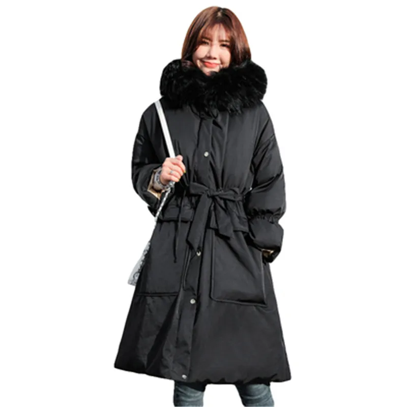 Big Fur New black Fashion Winter Women's Jacket Plus Down Parka Female Warm Winter Coat Hooded Women Outerwear