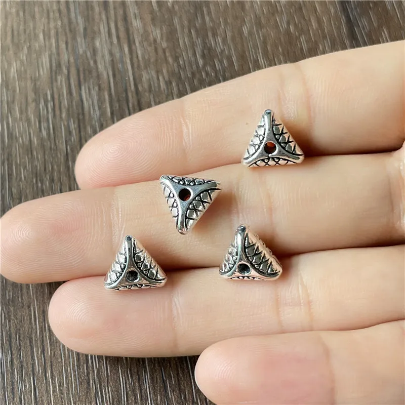 JunKang 2 color metal alloy triangle skull bead gasket DIY jewelry crafts ethnic style amulet making accessories