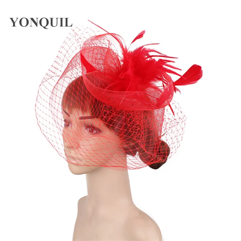 Sang Trọng Handmade Cưới Voan Fascinator Nón Lưới Phụ Kiện Cô Dâu Mũ Nón Cói Nữ Nylon Mũ Đội Đầu Nữ Đảng Ăn Tối Nón Cô Dâu